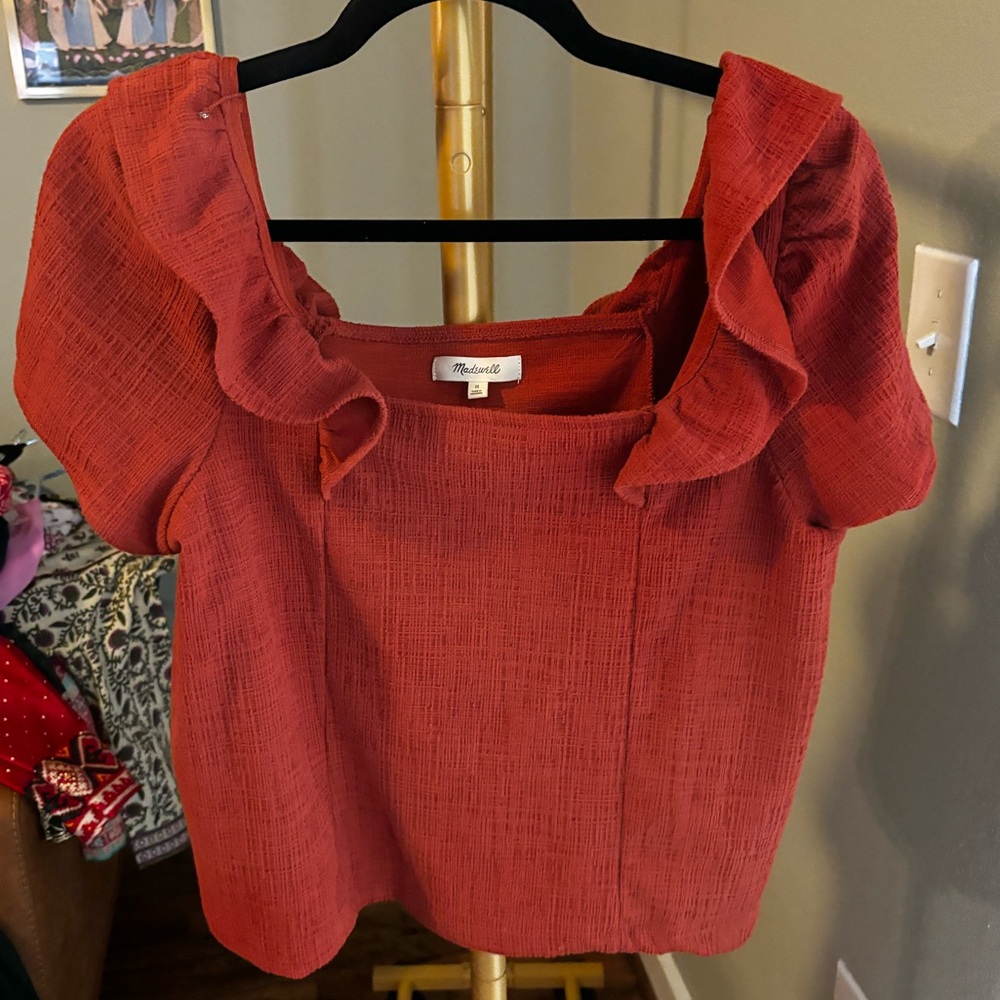 Madewell Linen-blend Ruffled top